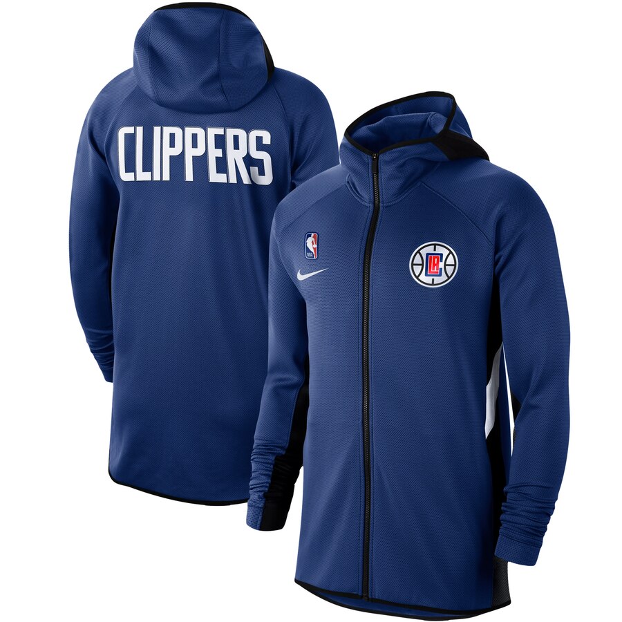 Cheap Men Nike LA Clippers Royal Authentic Showtime Therma Flex Performance FullZip Hoodie